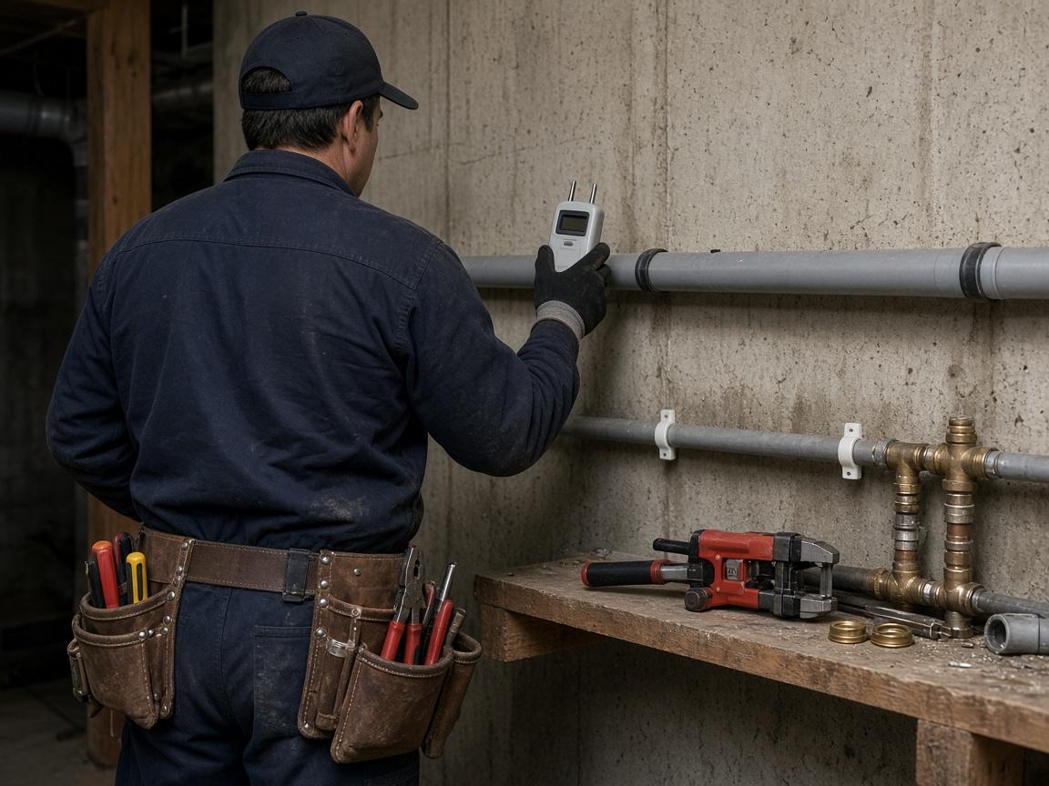 Certified plumber inspecting poly B pipe in Coquitlam BC